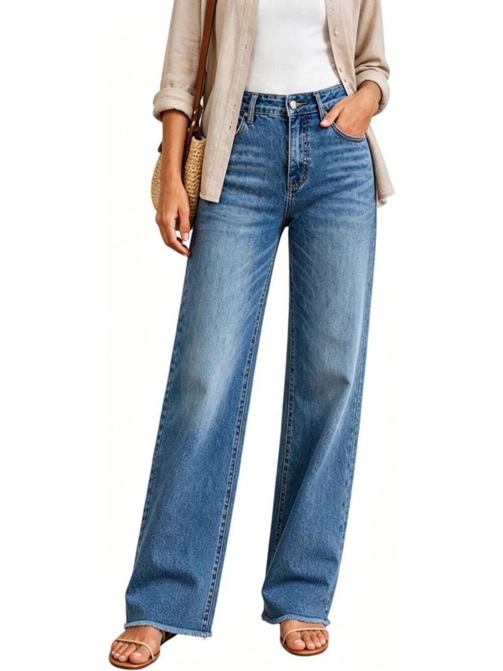 High-Waisted Stretchy Straight Leg Jeans | Loose Fit Tummy Control | Trendy